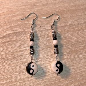 Handmade Beaded Yin and Yang Earrings
